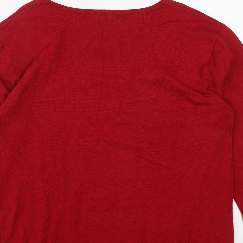 Paramour Womens Red Square Neck Viscose Pullover Jumper Size XL