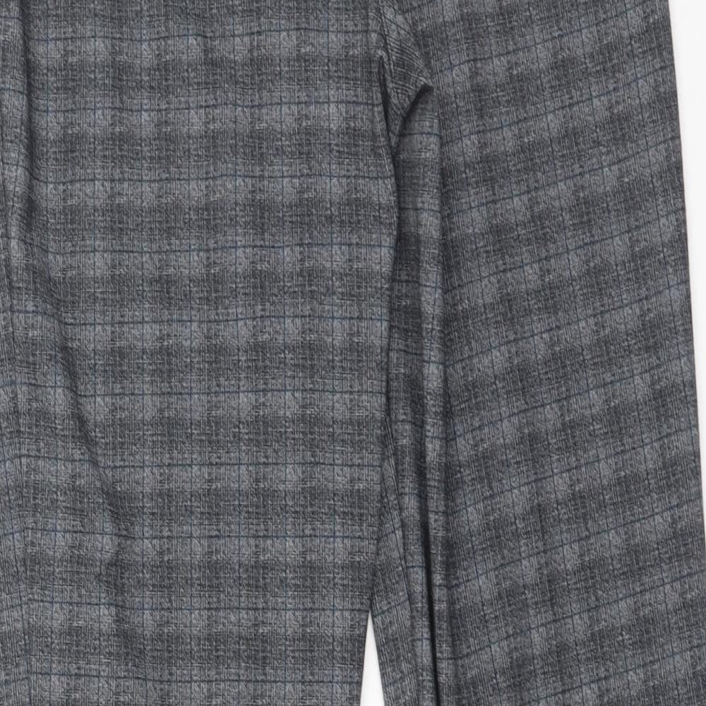 NEXT Womens Grey Plaid Polyester Trousers Size 12 L28 in Regular