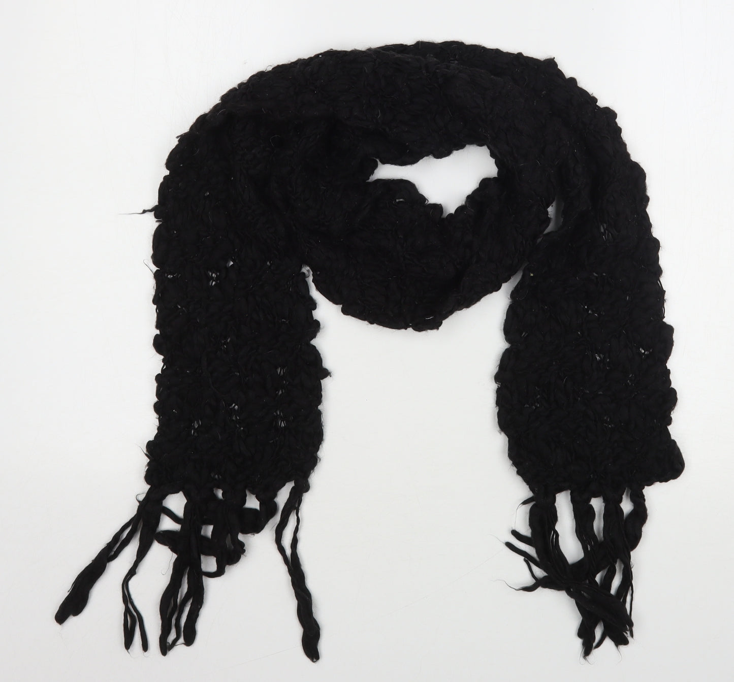 Preworn Womens Black Polyester Scarf