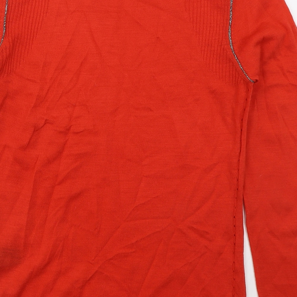 Marks and Spencer Womens Red Crew Neck Acrylic Pullover Jumper Size 10