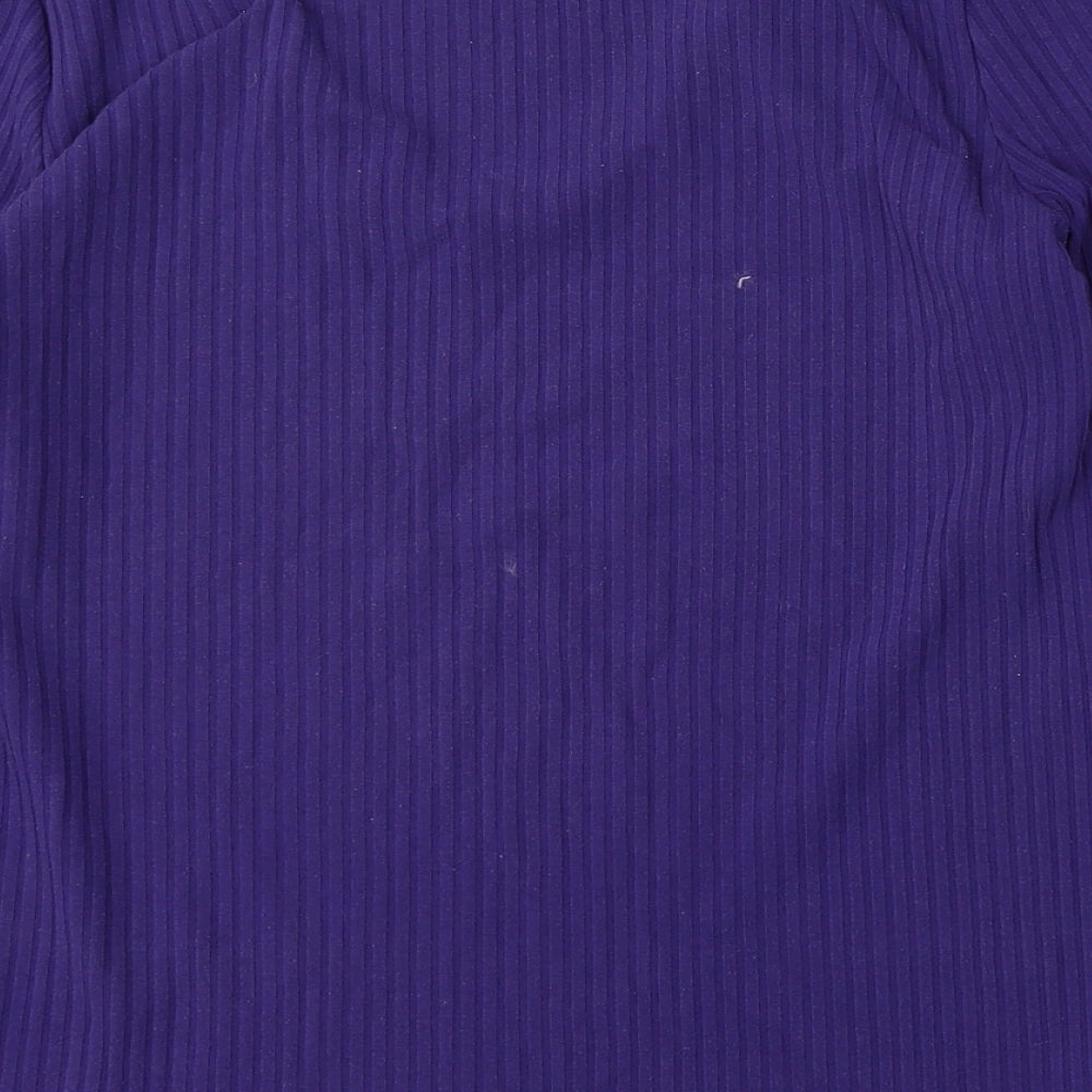 Marks and Spencer Womens Purple V-Neck Polyester Pullover Jumper Size 12