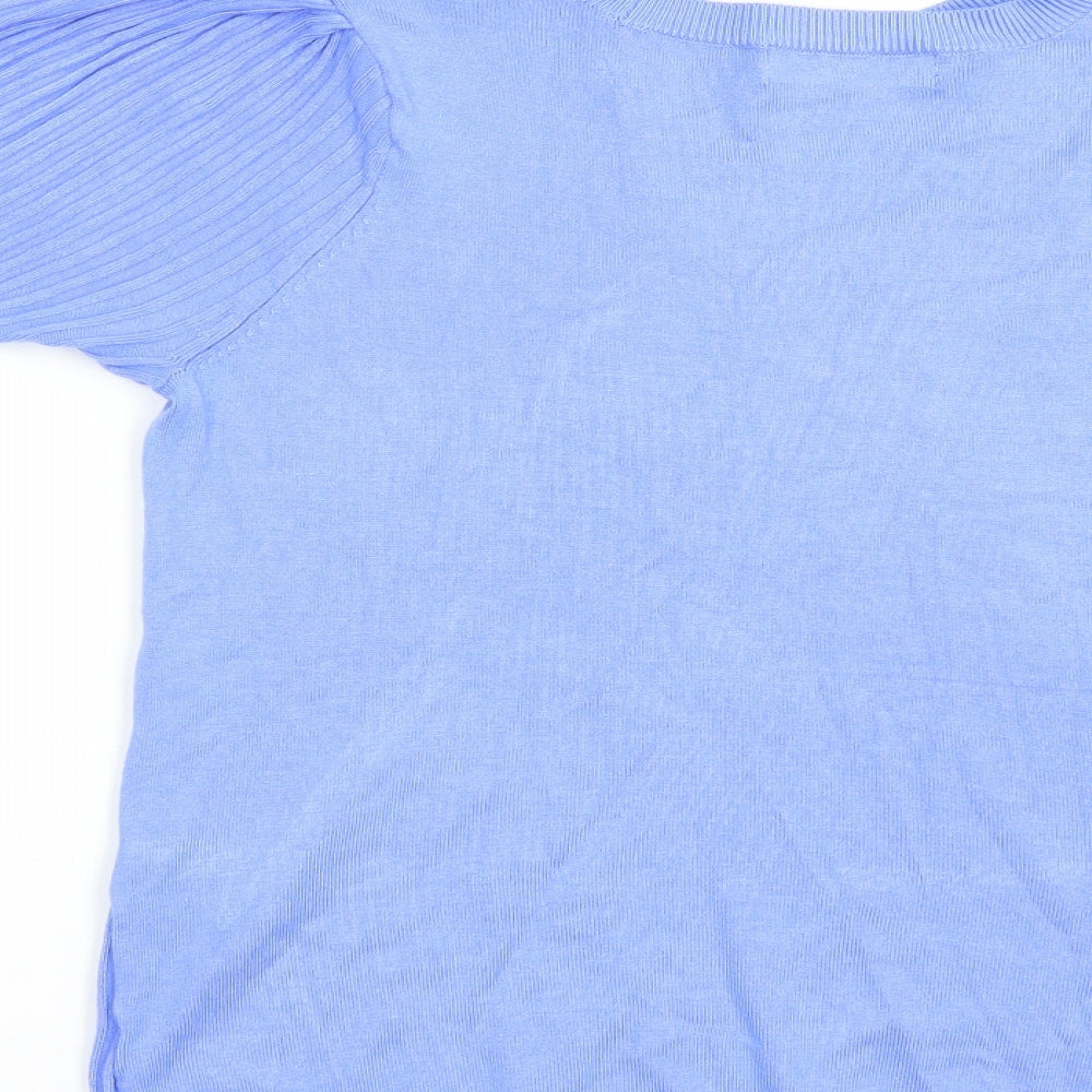 Marks and Spencer Womens Blue Crew Neck Viscose Pullover Jumper Size 14