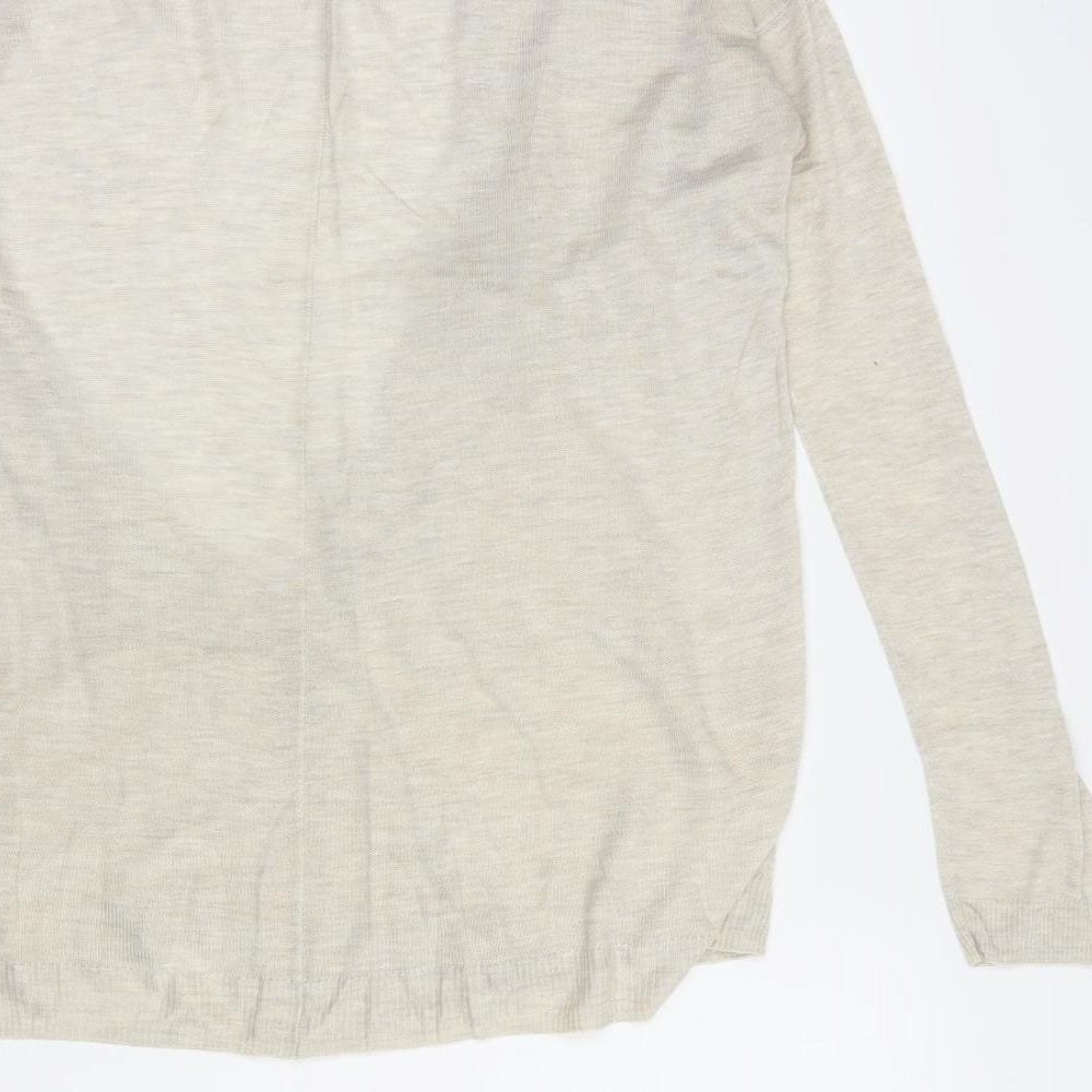 H&M Womens Beige V-Neck Acrylic Cardigan Jumper Size XS