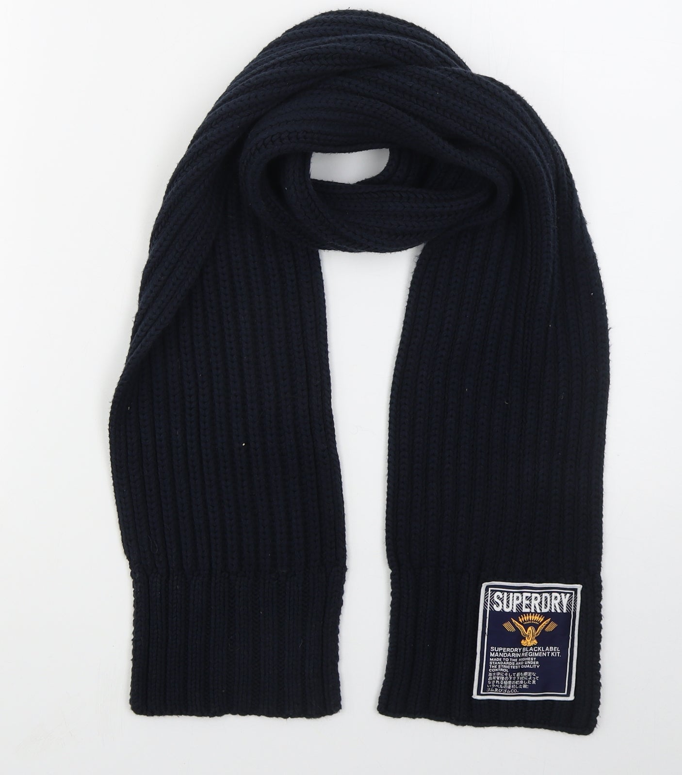 Superdry Mens Blue Acrylic Rectangle Scarf Scarf One Size