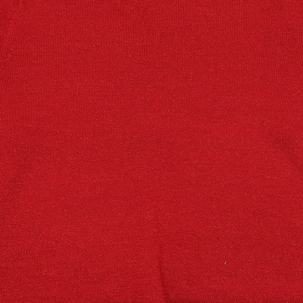 Sag Harbor Womens Red Round Neck Acrylic Pullover Jumper Size M