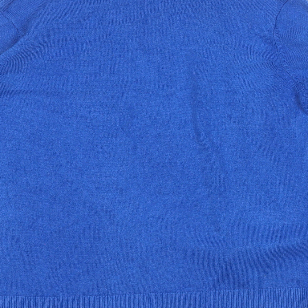 Marks and Spencer Womens Blue V-Neck Acrylic Cardigan Jumper Size S