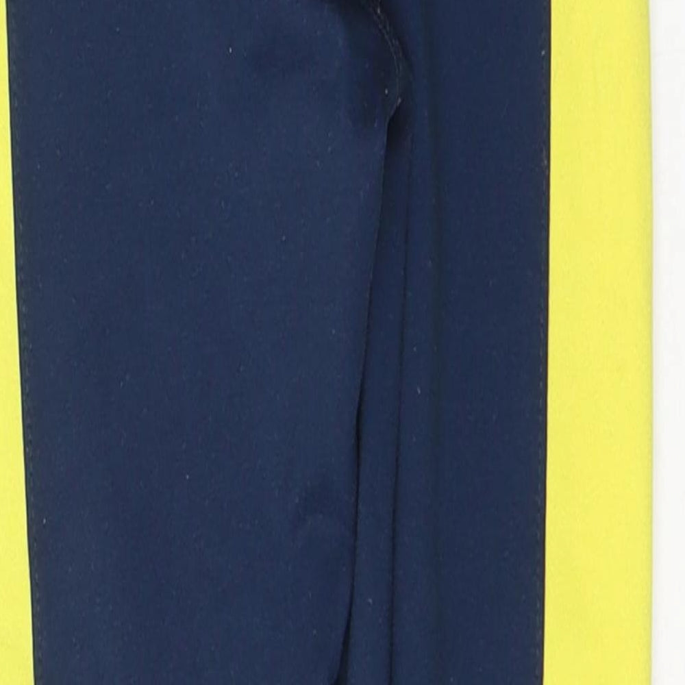 Leigh Tucker Girls Blue Colourblock Polyester Pedal Pusher Trousers Size 7-8 Years Regular Pullover