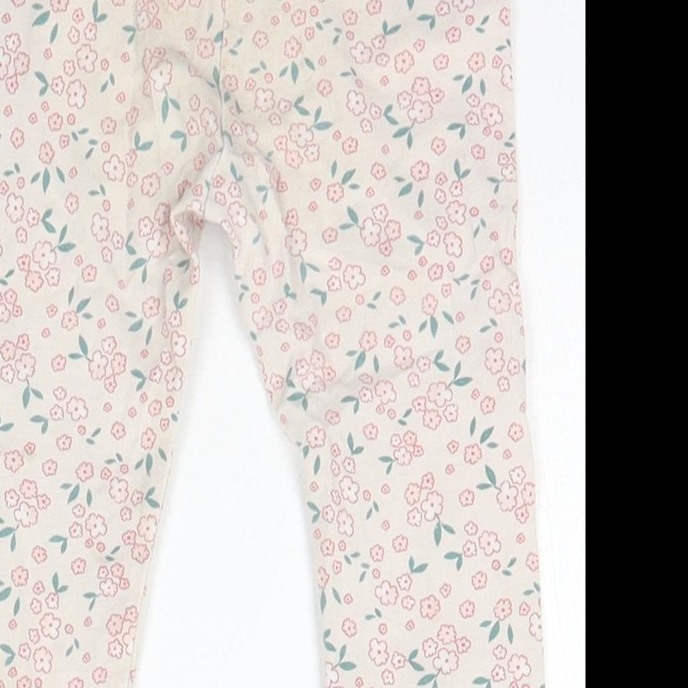 So Cute Girls Ivory Floral Cotton Jogger Trousers Size 18-24 Months Pullover