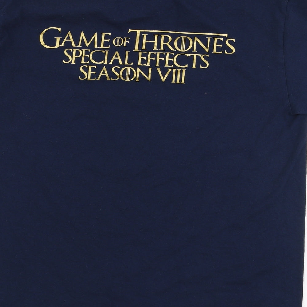 Gildan Mens Blue Cotton T-Shirt Size M Round Neck - Game of thrones