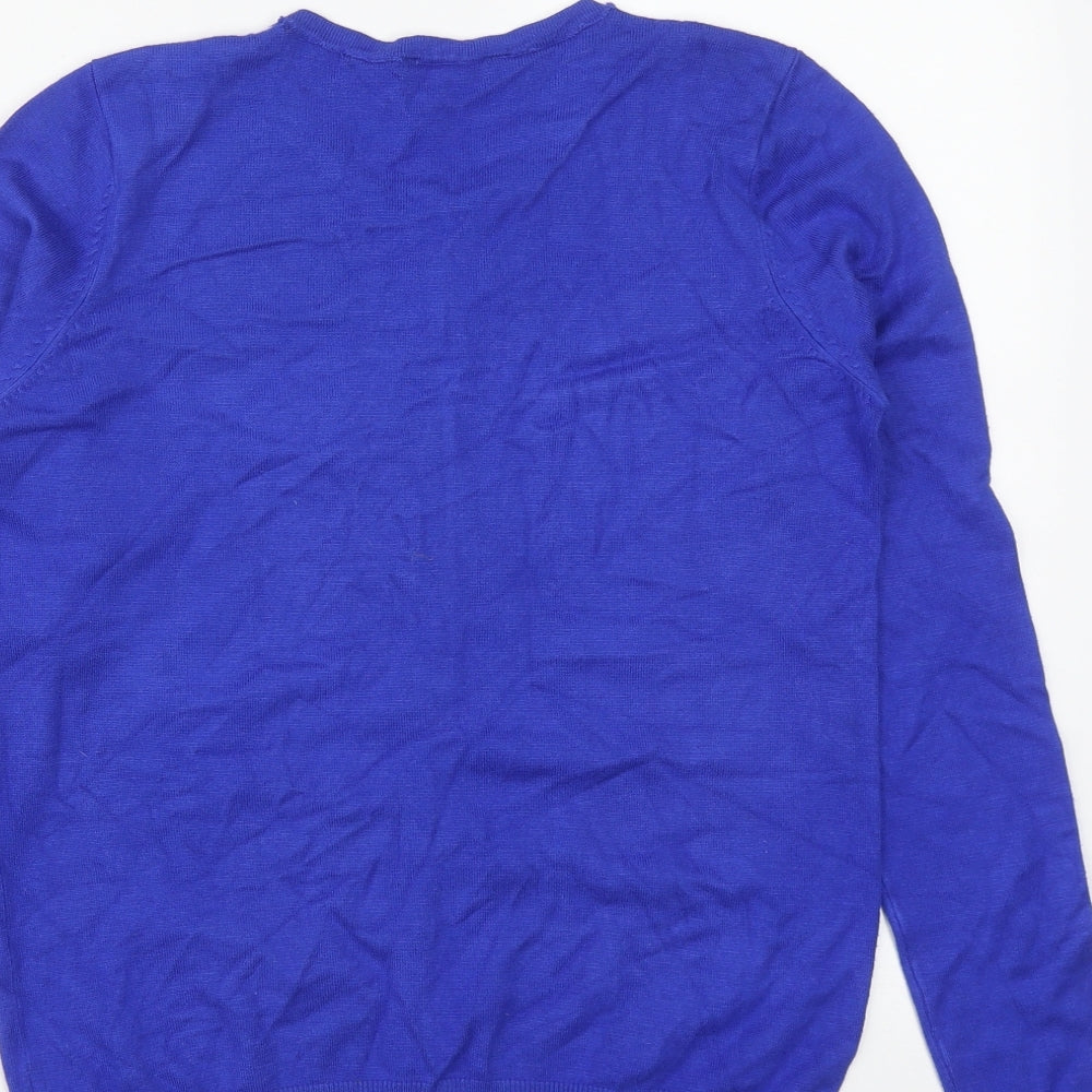 BHS Womens Blue Round Neck Viscose Cardigan Jumper Size 12