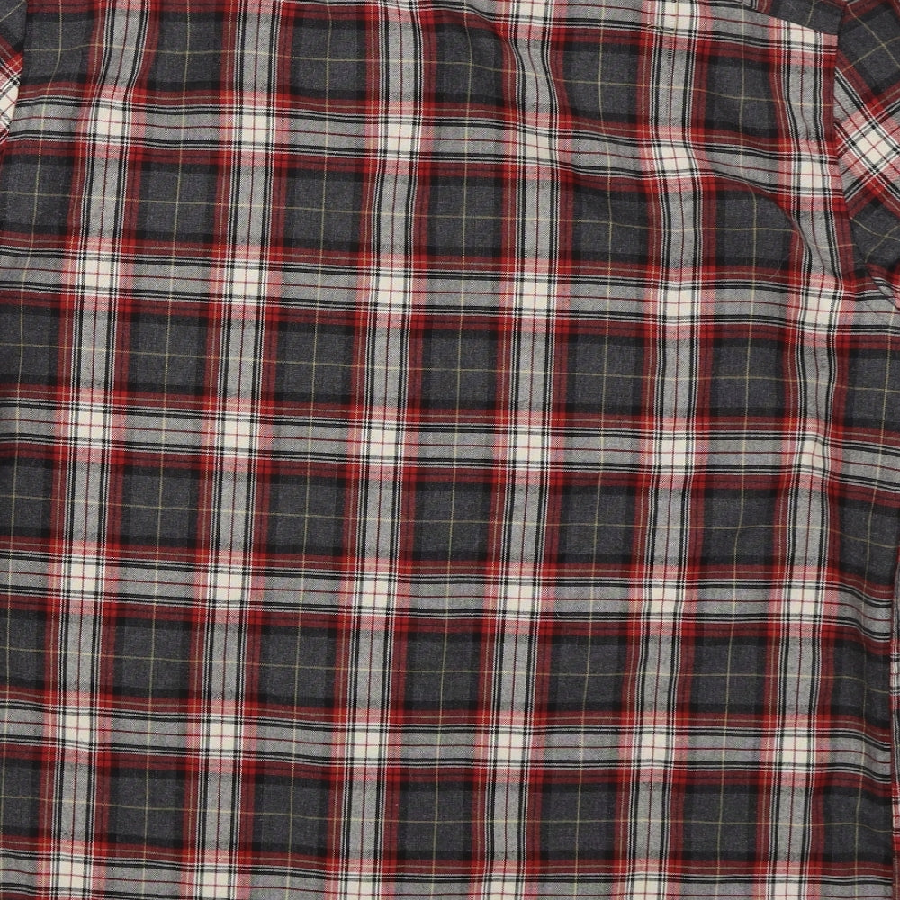 River Island Mens Grey Check Polyester Button-Up Size L Collared Button - Red