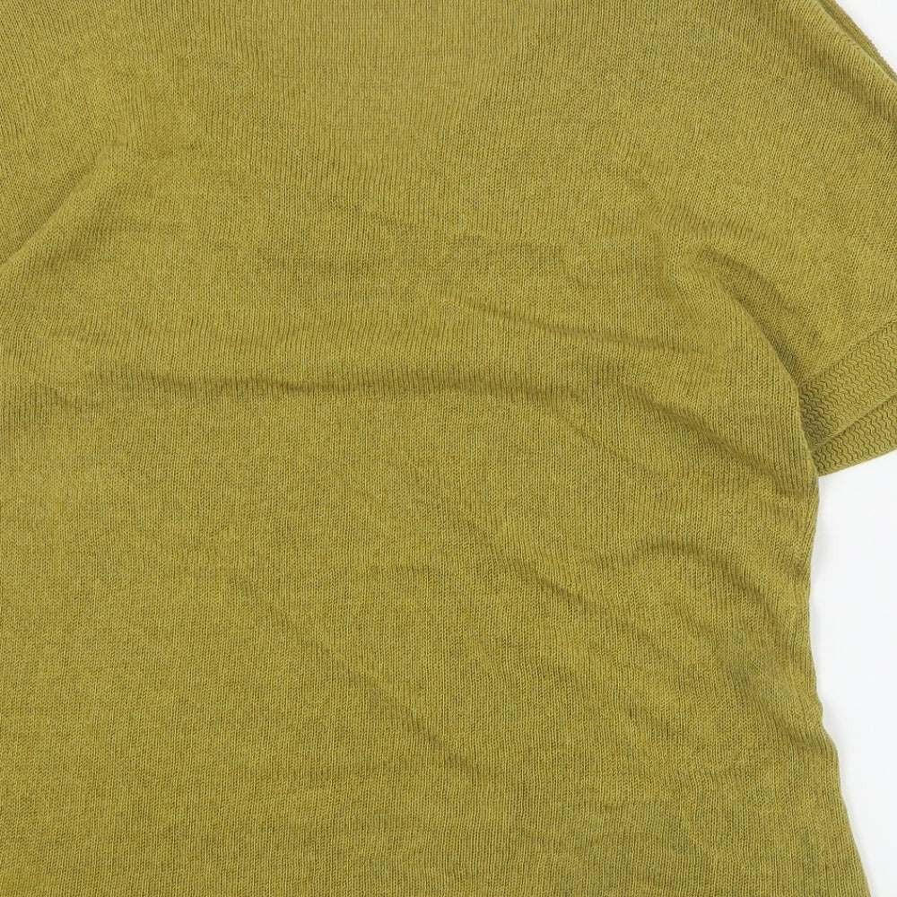 Preworn Womens Green Viscose Basic T-Shirt Size L V-Neck