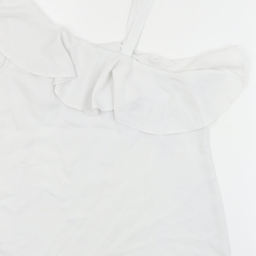 Peacocks Womens Ivory Polyester Basic Blouse Size 10 Round Neck