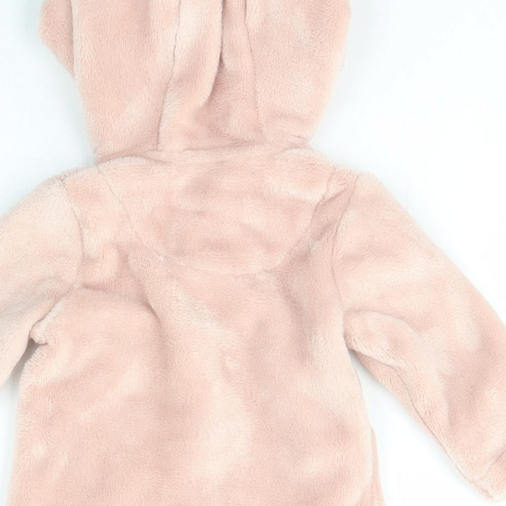 F&F Girls Pink Polyester Full Zip Jumper Size 3-6 Months Zip