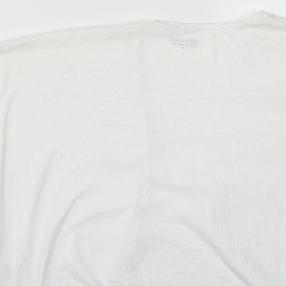 BEING CASUAL Womens White V-Neck Polyester Shrug Jumper Size 18
