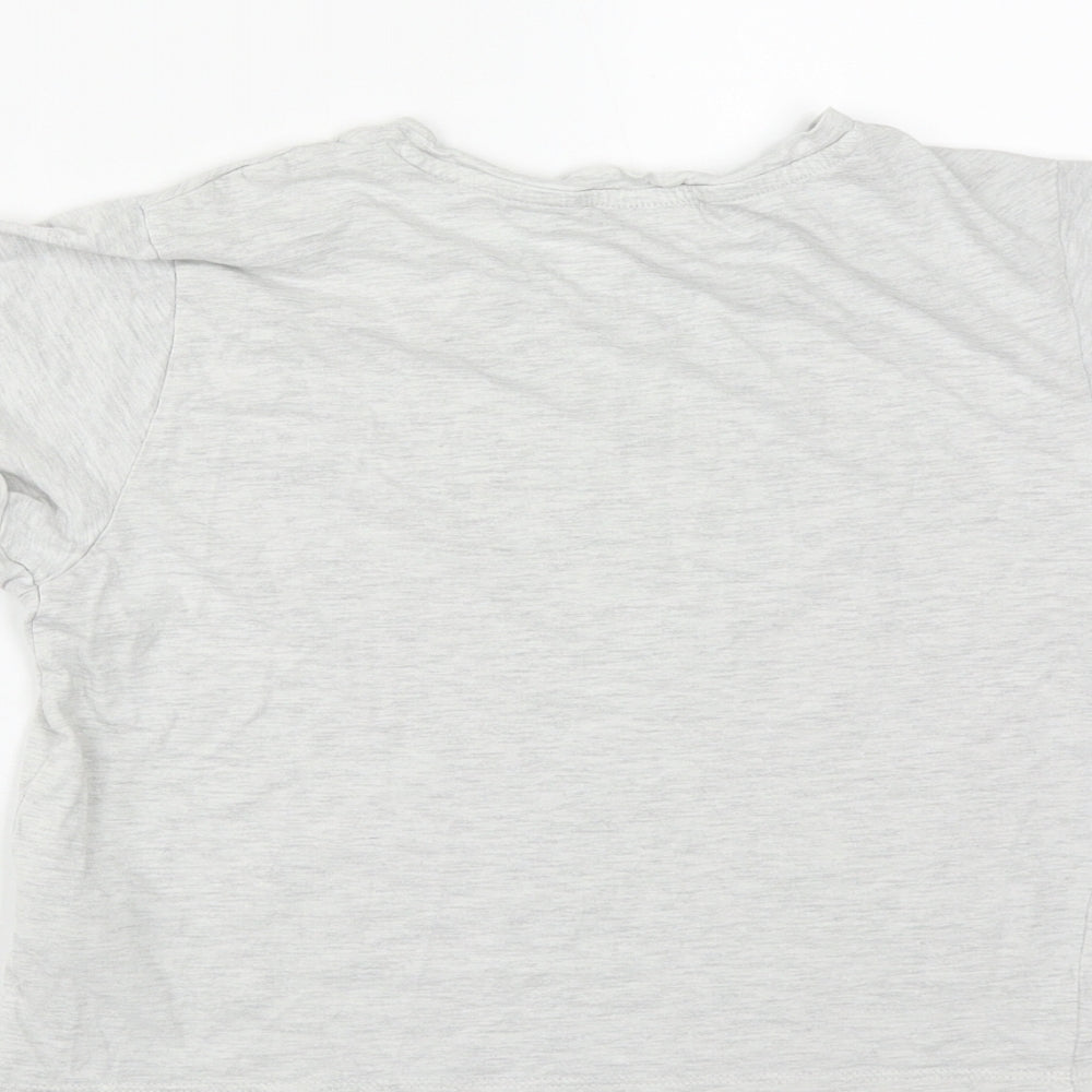 New Look Girls Grey Cotton Cropped T-Shirt Size S Round Neck - Boring Next