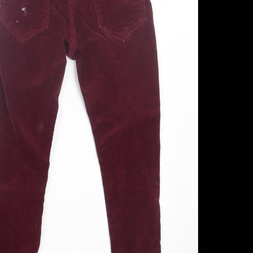 Marks and Spencer Girls Purple Cotton Capri Trousers Size 5-6 Years Regular Button