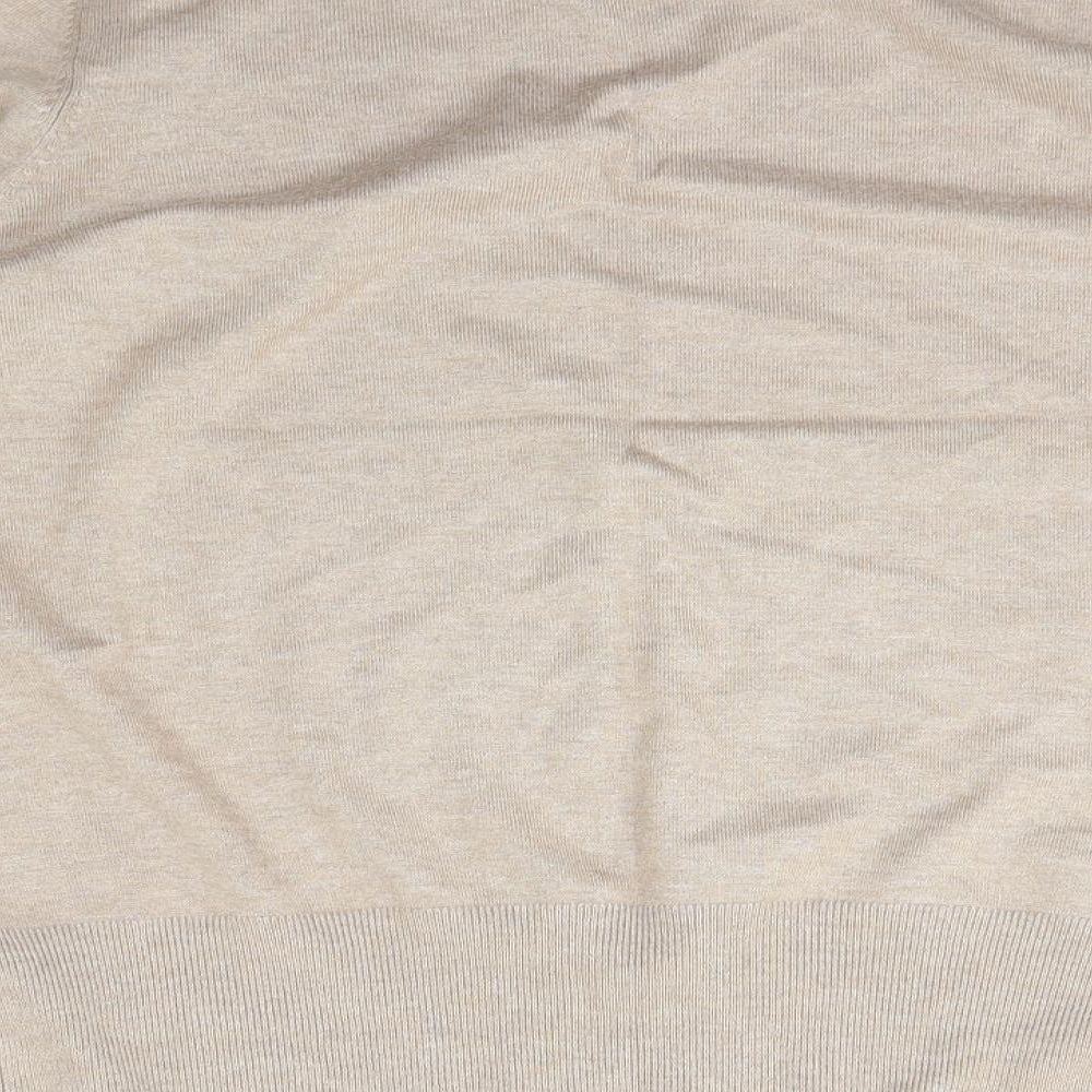 Preworn Womens Beige V-Neck Cotton Pullover Jumper Size M