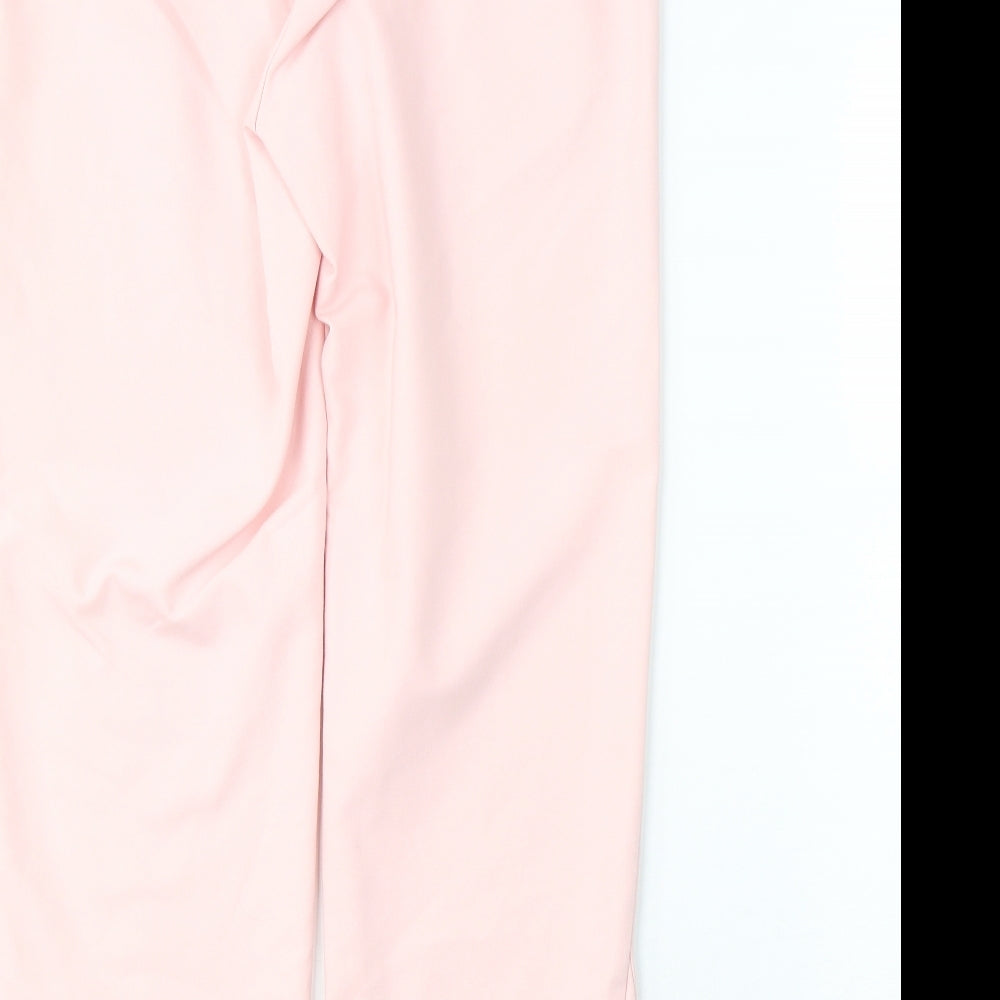 Stradivarius Womens Pink Polyester Cropped Trousers Size 12 L25 in Regular Button