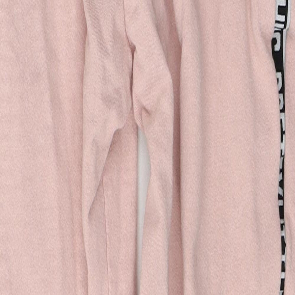 PRETTYLITTLETHING Womens Pink Cotton Sweatpants Trousers Size 8 L23 in Regular Tie