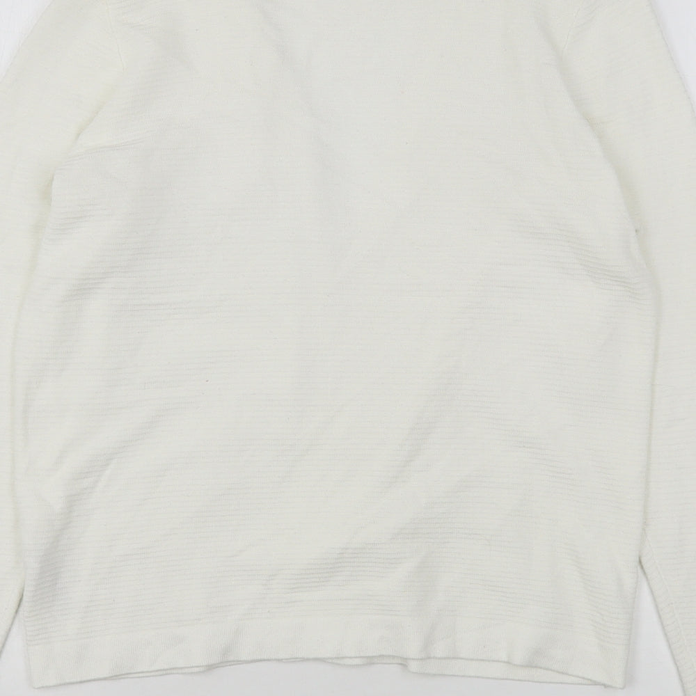 Dunnes Stores Womens White V-Neck Viscose Cardigan Jumper Size S