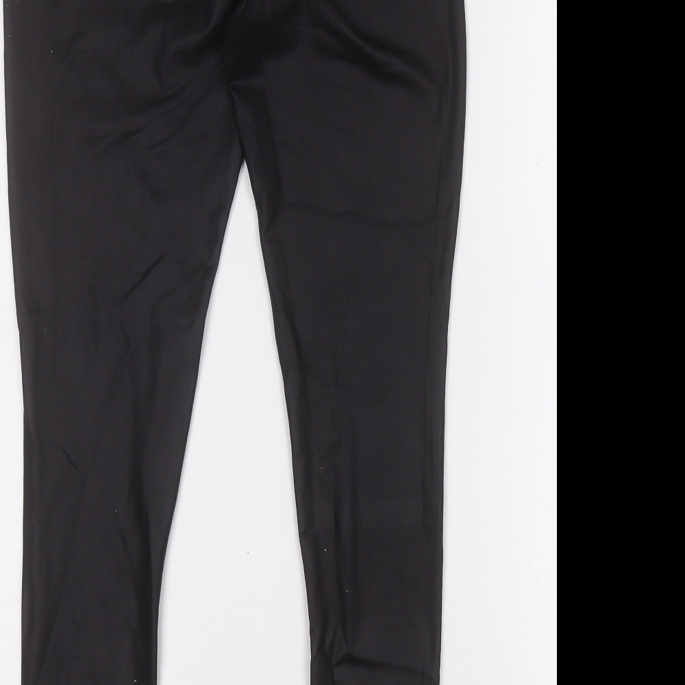 Boohoo Womens Black Polyester Jegging Trousers Size 10 L25 in Regular - Pleather