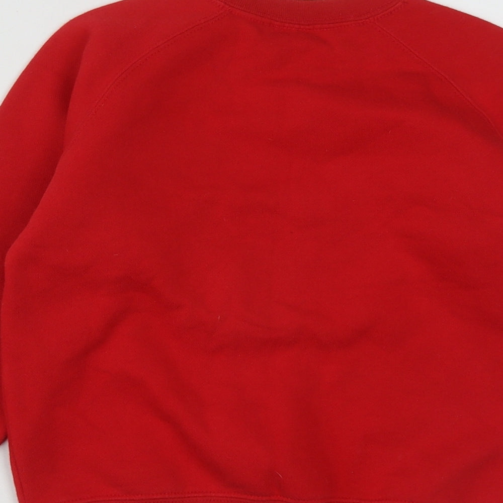 Fruit of the Loom Girls Red Cotton Pullover Sweatshirt Size 5-6 Years - Christmas Rudolph