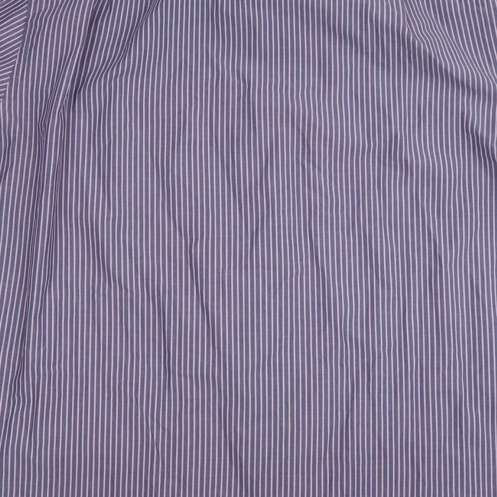 Marks and Spencer Mens Blue Cotton Button-Up Size 42 Collared