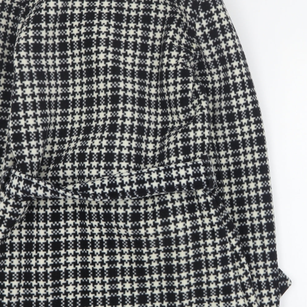 Eivissa Womens Black Houndstooth Pea Coat Coat Size S Button