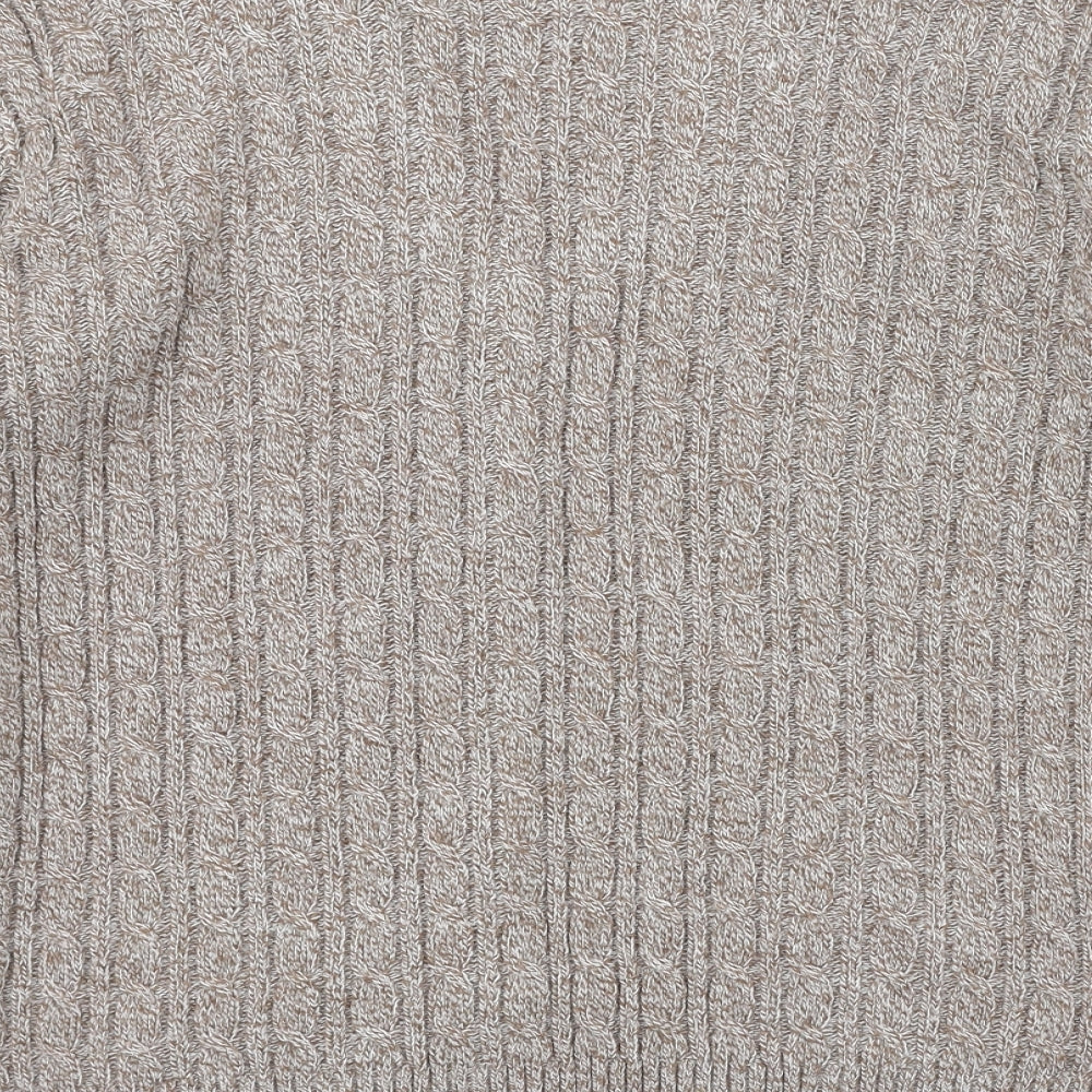 CHIC Womens Beige Round Neck Acrylic Cardigan Jumper Size M