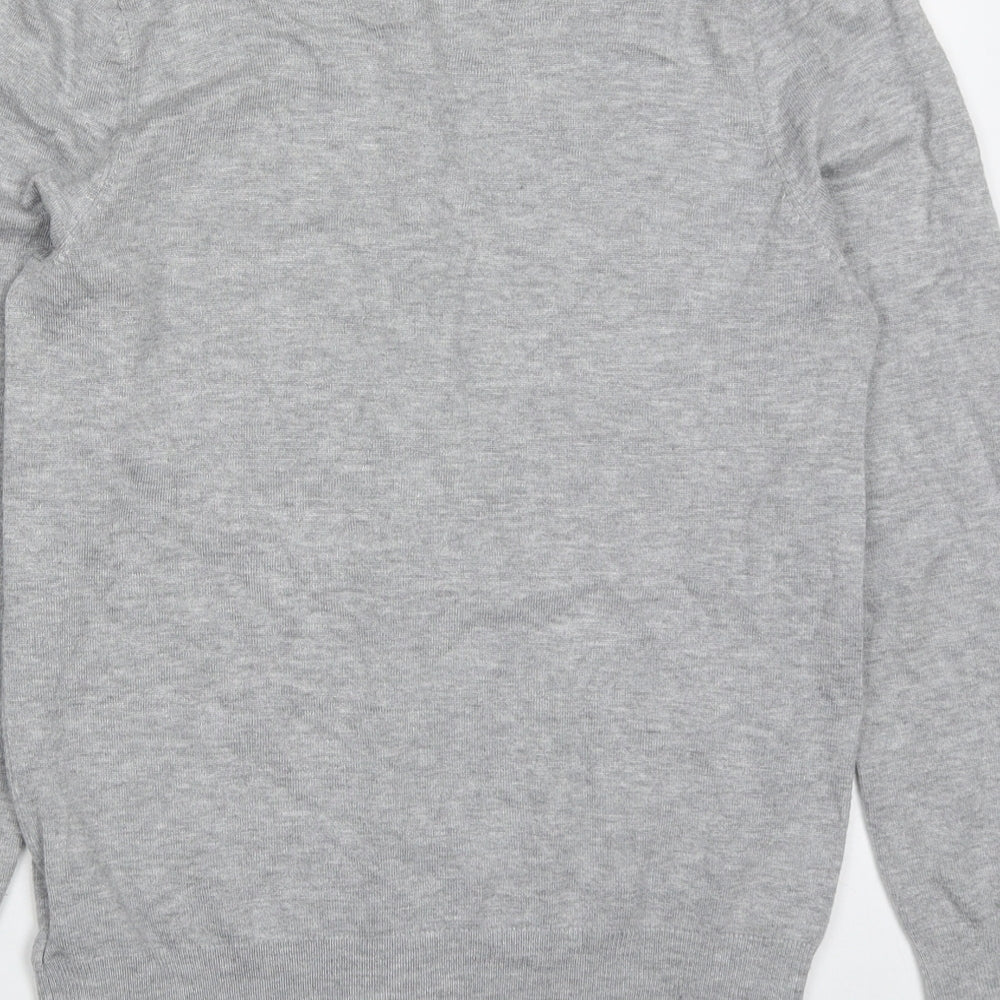 Marks and Spencer Womens Grey Round Neck Viscose Full Zip Jumper Size 8