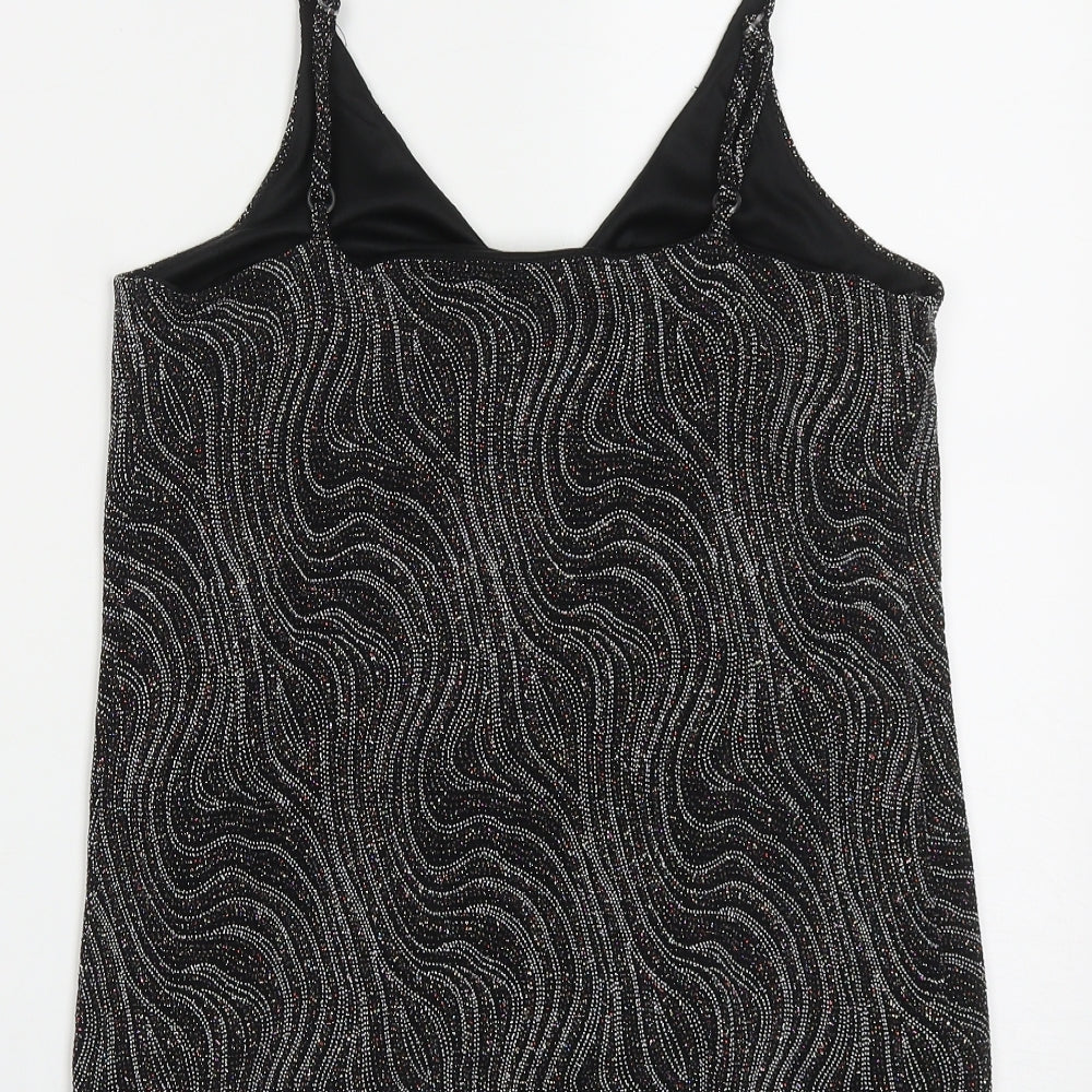 F&F Womens Black Polyester Basic Tank Size 10 V-Neck