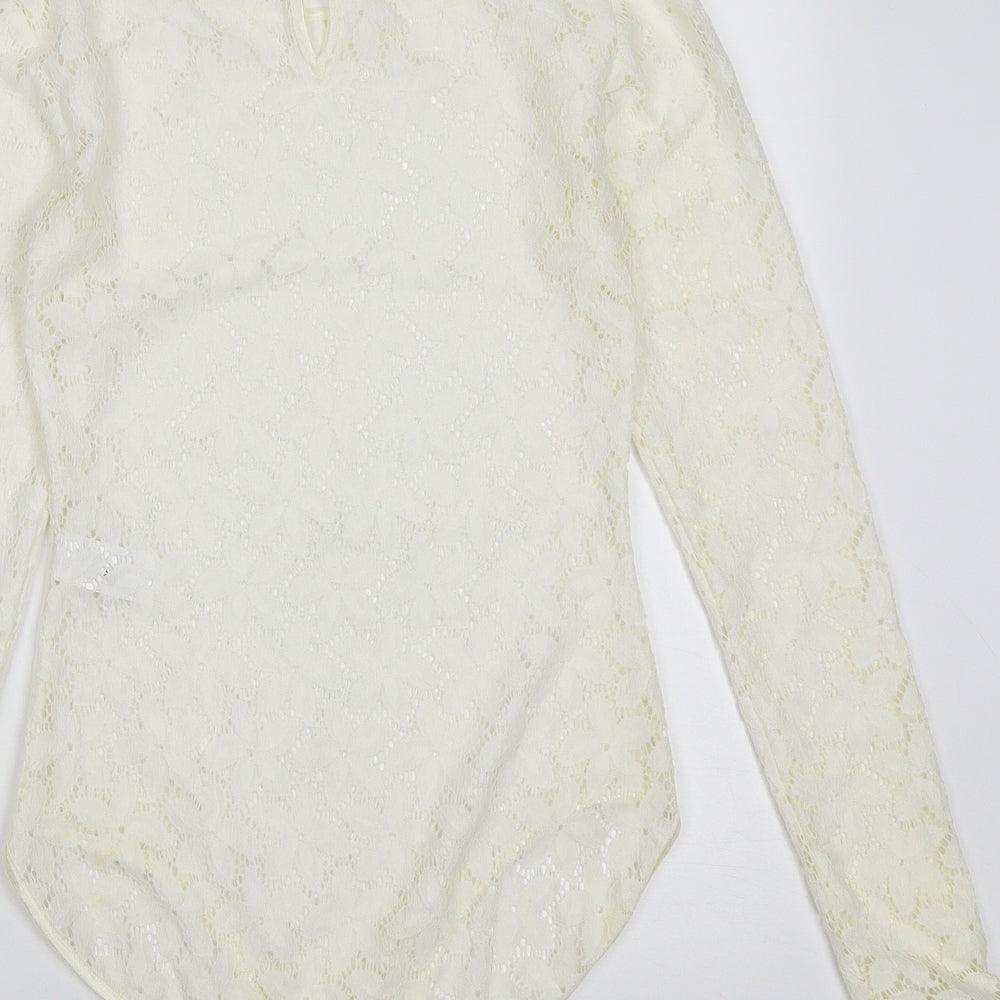 Marks and Spencer Womens White Polyamide Bodysuit One-Piece Size 6 Snap