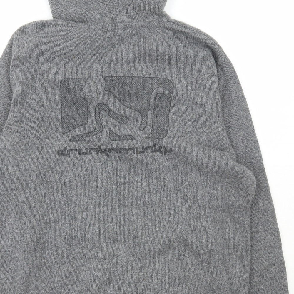 Drunknmunky Mens Grey Nylon Pullover Hoodie Size 2XL
