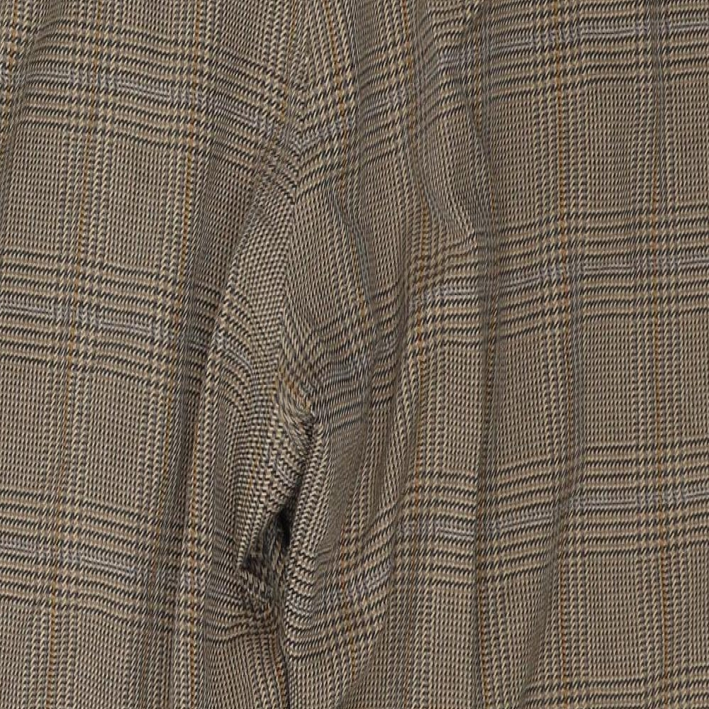 Marks and Spencer Womens Beige Houndstooth Polyester Cropped Trousers Size 20 L26 in Regular Zip