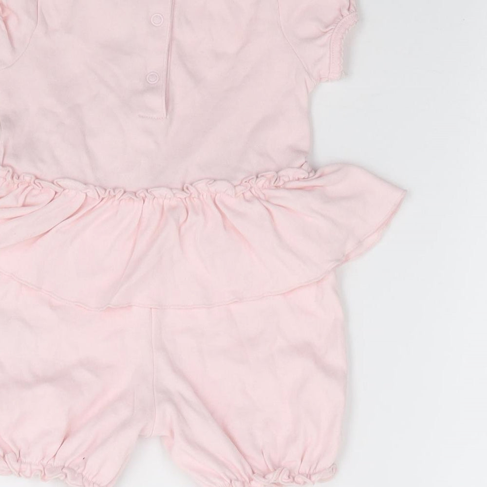 Martini Baby Girls Pink 100% Cotton Babygrow One-Piece Size 6-9 Months Snap