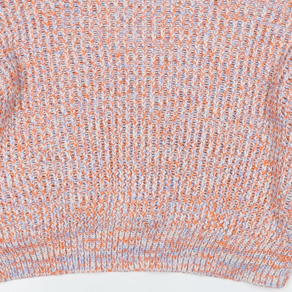 H&M Womens Orange Round Neck Acrylic Pullover Jumper Size M
