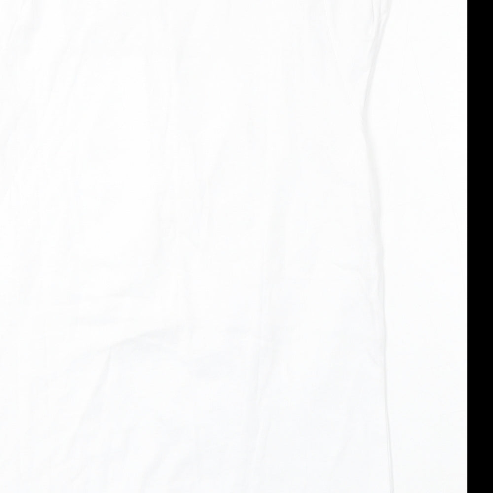New Look Womens White Cotton Basic T-Shirt Size 8 Round Neck