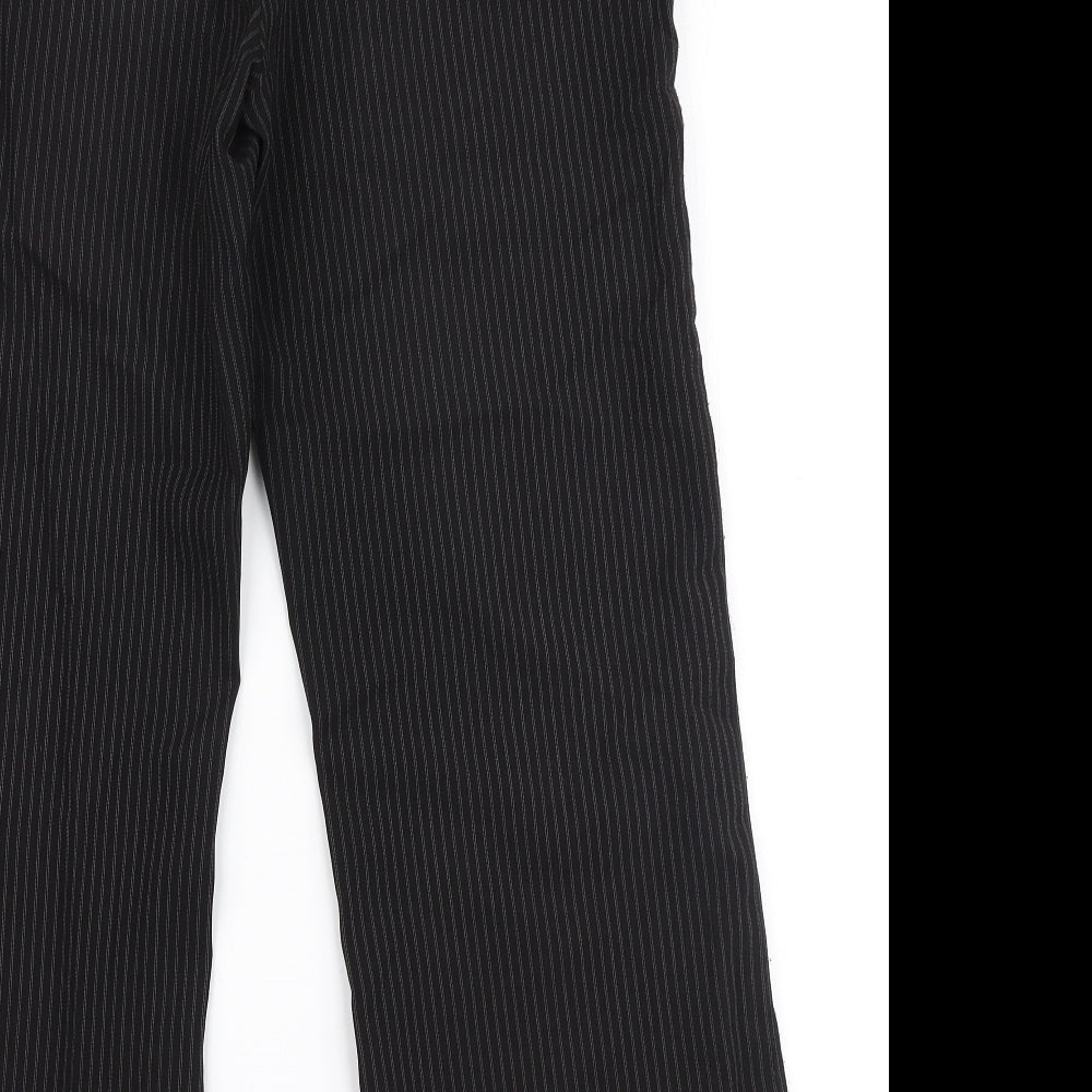 Papaya Womens Black Striped Polyester Trousers Size 12 L27 in Regular Zip