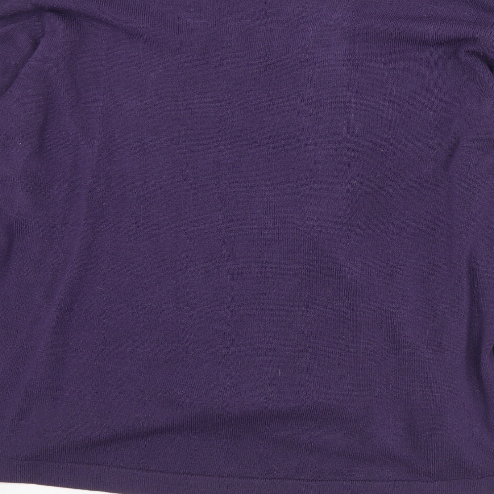 BM Womens Purple V-Neck Acrylic Pullover Jumper Size XL