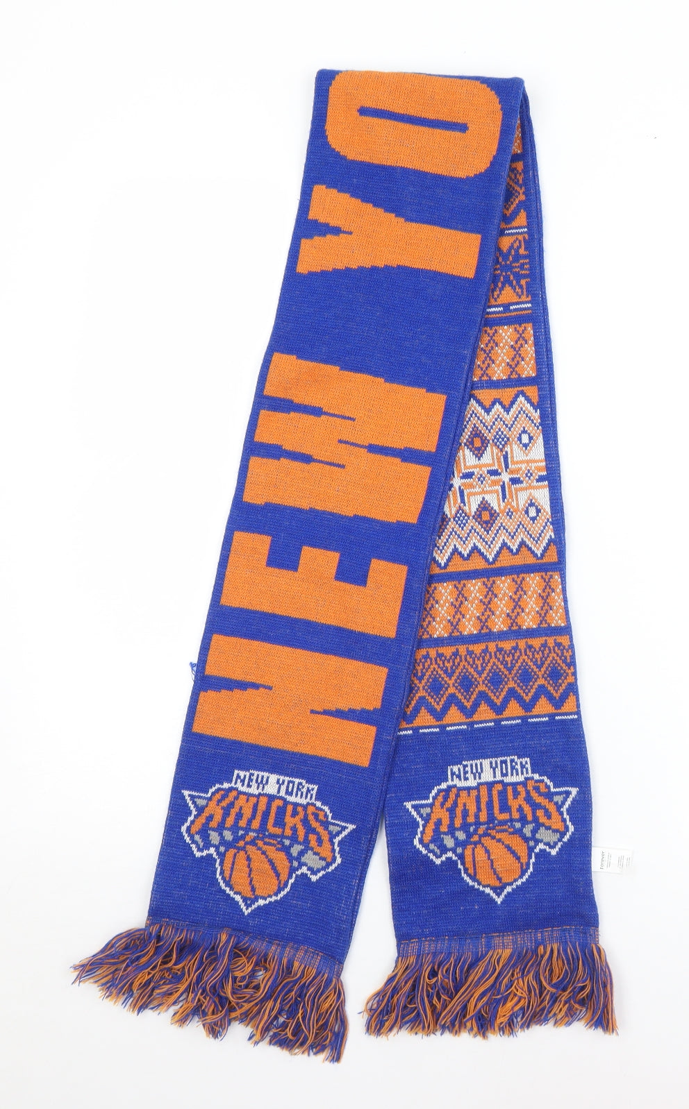 Forever Unisex Blue Geometric Acrylic Scarf One Size - New York Knicks