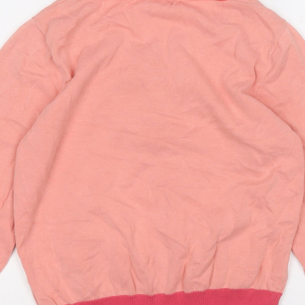 Monsoon Womens Pink Round Neck Acrylic Cardigan Jumper Size S
