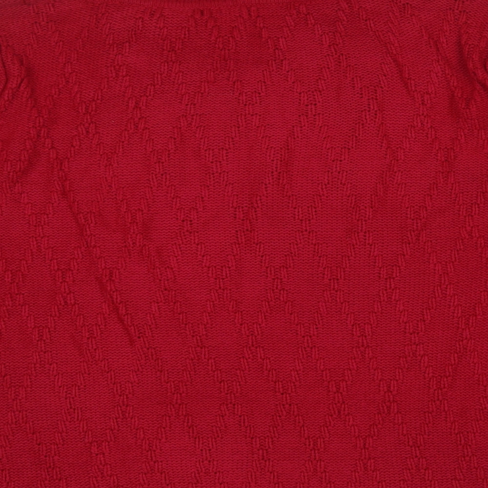 BM Womens Red Mock Neck Acrylic Pullover Jumper Size L