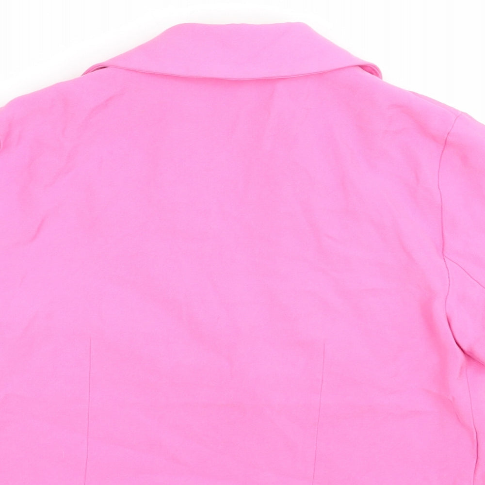 Primark Womens Pink Jacket Blazer Size 4 Button - Cropped