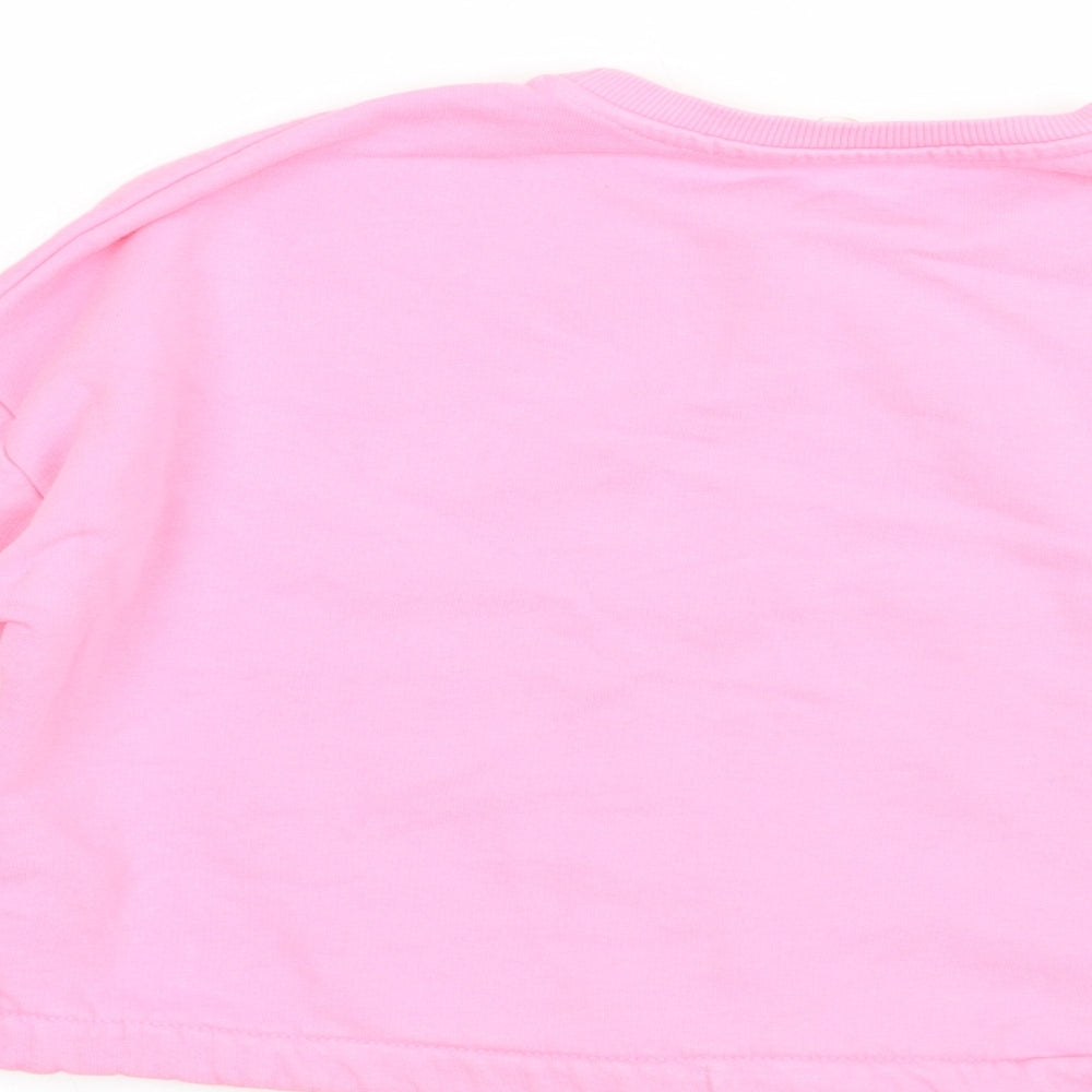 Marks and Spencer Girls Pink Cotton Pullover Sweatshirt Size 9-10 Years Pullover