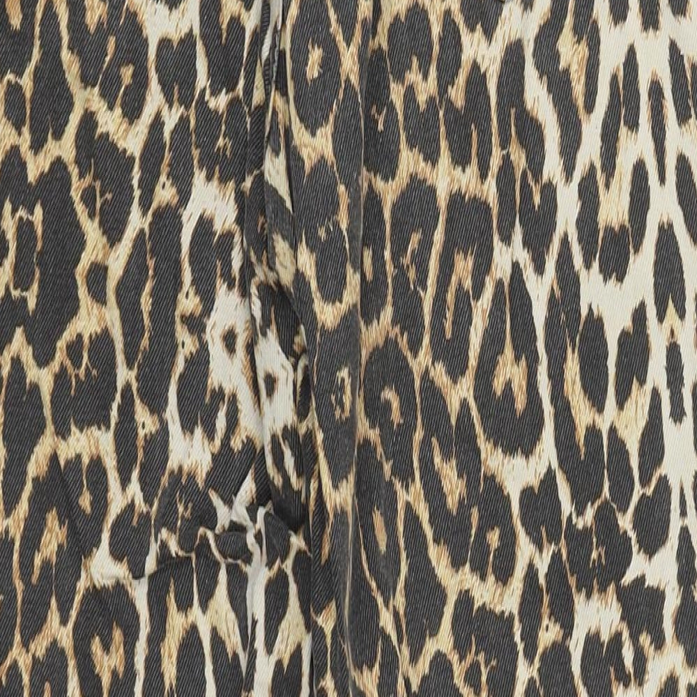 Pull&Bear Womens Multicoloured Animal Print Cotton Straight Jeans Size 28 in L28 in Regular Zip