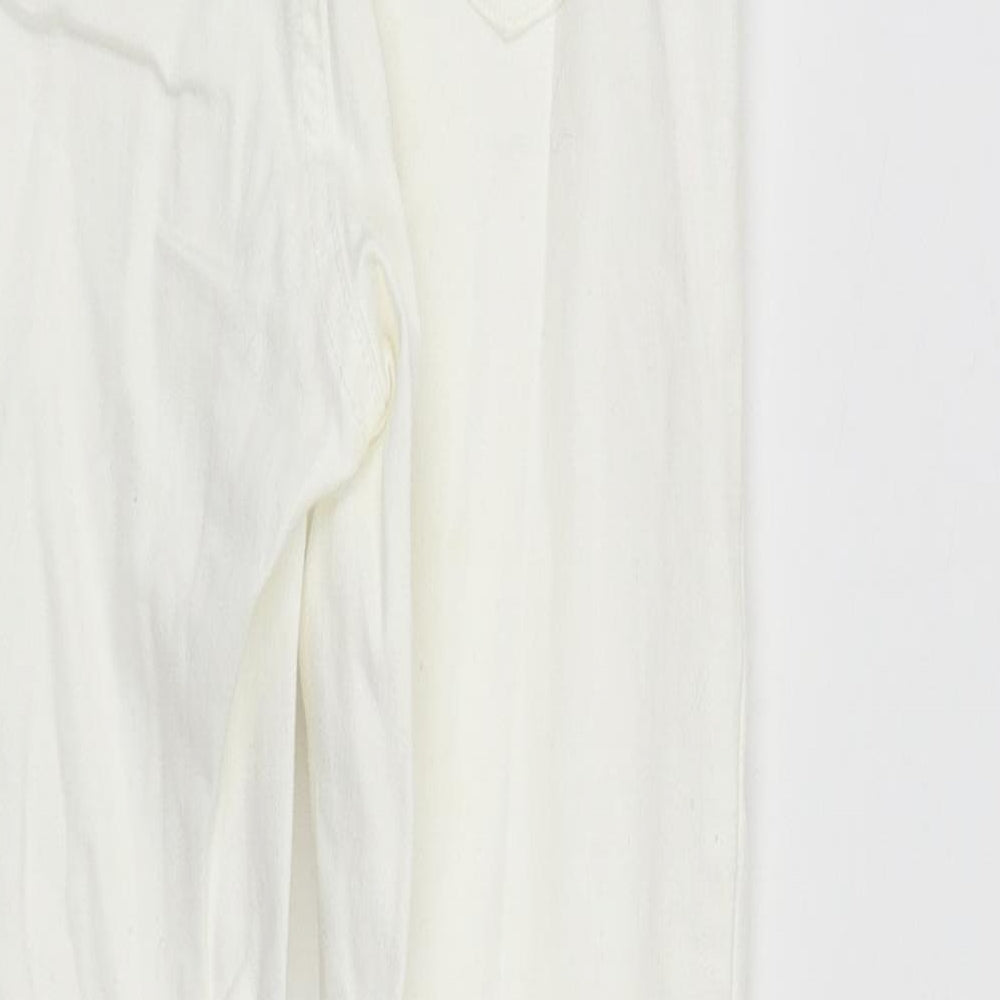 Denim & Co. Womens White Cotton Straight Jeans Size 8 L29 in Regular Zip