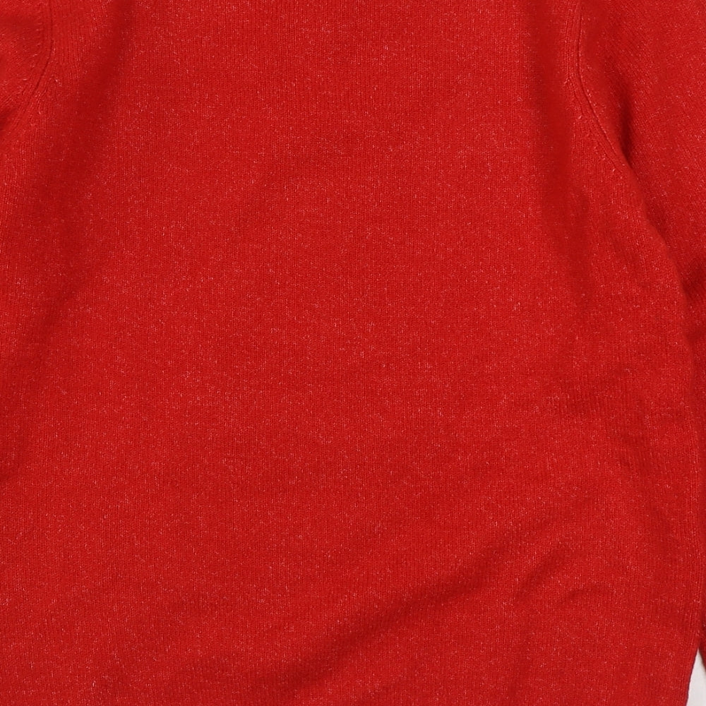 F&F Womens Red Round Neck Polyester Pullover Jumper Size 12