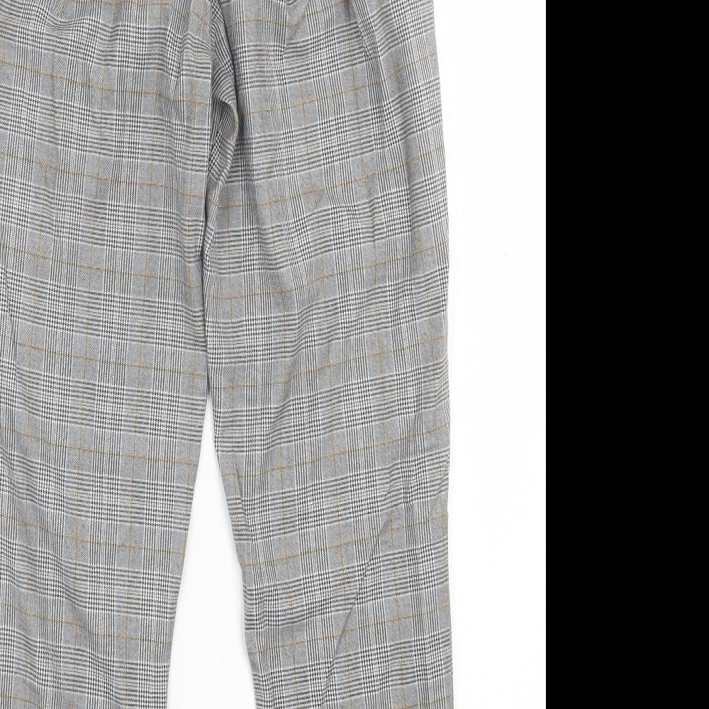 New Look Womens Grey Plaid Polyester Trousers Size 10 L26 in Regular