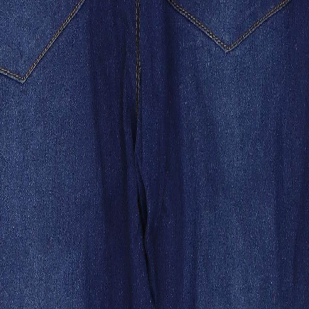 Preworn Womens Blue Cotton Cropped Jeans Size 30 in L24 in Regular Button